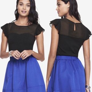 EXPRESS Pleated Flutter Sleeve w/Sweetheart Neck